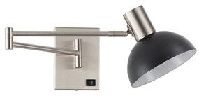 SE21-NM-52-MS3 ADEPT WALL LAMP Nickel Matt Wall lamp with Switcher and Black Metal Shade+ HOMELIGHTING 77-8377