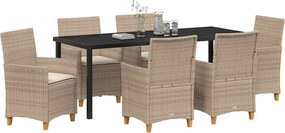 vidaXL Σέτ φαγητού για κήπο 7 pcs Μπεζ συνθετικό ρατάν