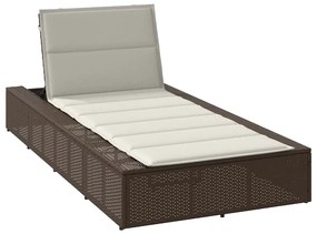 vidaXL Ξαπλώστρα με πλωτό μαξιλάρι Brown Poly Rattan