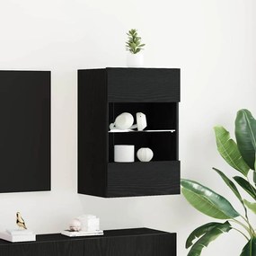 vidaXL LED Κατασκευή τηλεόρασης 2 τεμ Μαύρη Δρυς 40x30x60,5 εκ Επεξεργασμένο ξύλο