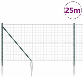 vidaXL Φράχτης με Στήλες. Πράσινο 1 x 25 m Ατσάλι