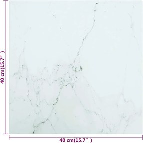 VidaXL Επιφάνεια Τραπεζιού Λευκή 40x40εκ 6 χιλ Ψημ. Γυαλί Μαρμ. Σχέδιο