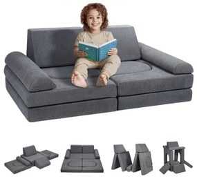 VEVOR Modular Kids Play Couch 10Pcs DIY Creative Toddler Sectional Sofa Grey