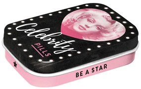 Κουτάκι Με Μέντες 15gr Marilyn-Celebrity Pills 81385 Μεταλλικό 4x6x1,6cm Black-Pink Nostalgic