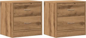 vidaXL Κομοδίνα 2 τεμ. Αρτισιανή Δρυς 40x30x40 εκ. από Επεξεργ. Ξύλο
