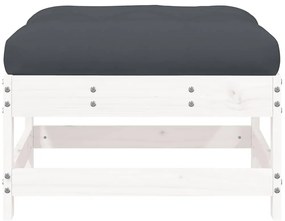 vidaXL Υποπόδιο Κήπου Λευκό από Μασίφ Ξύλο Πεύκου με Μαξιλάρι