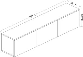 Έπιπλο Τηλεόρασης Λευκό / Δρυς GREFE 160x32x35