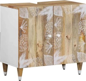 vidaXL Ντουλάπι Μπάνιου 62 x 33 x 58 εκ. από Μασίφ Ξύλο Μάνγκο