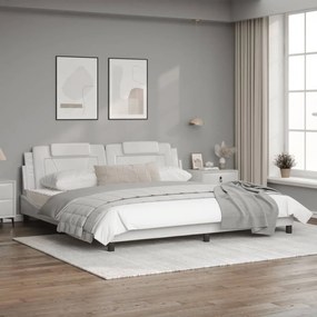 Πλαίσιο Κρεβατιού με LED Λευκό 200x200 εκ. Συνθετικό Δέρμα - Λευκό