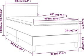 vidaXL Κρεβάτι Boxspring με Στρώμα Μαύρο 90x200 εκ. Βελούδινο