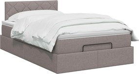 vidaXL Κρεβάτι Ottoman με Στρώμα και LED Taupe 120 x 190 cm Ύφασμα