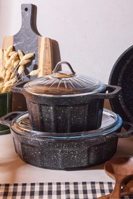 Σετ 7 τεμαχίων κατσαρόλες και τηγάνι από χυτοσίδηρο Μαύρο