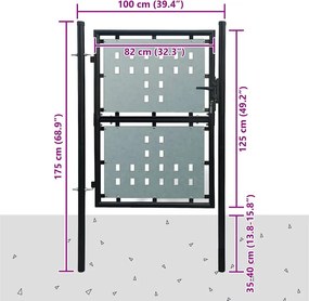 vidaXL Πόρτα με Μονή Πόρτα Μαύρη 100x125 εκ.