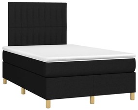 vidaXL Κρεβάτι Boxspring με Στρώμα &amp; LED Μαύρο 120x200 εκ. Υφασμάτινο