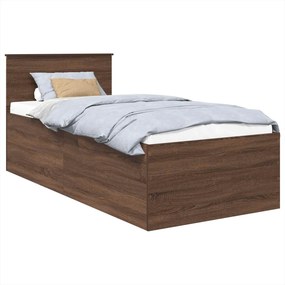 VidaXL Σκελετός Κρεβατιού Καφέ δρυς 75 x 190 cm Επεξεργασμένο Ξύλο