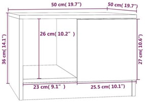 Τραπεζάκι Σαλονιού Καπνιστή Δρυς 50x50x36 εκ Επεξεργασμένο Ξύλο - Καφέ