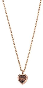 Μενταγιόν Senza Silver 925 Rose Gold Plated καρδιά με καφέ ζιργκόν