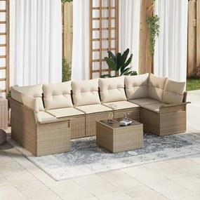 vidaXL Σετ Καναπέ Κήπου με μαξιλάρι 8 pcs Μπεζ, Κρέμα 55 x 55 x 37 εκ