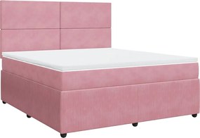 vidaXL Κρεβάτι Boxspring με Στρώμα Ροζ 180x200 εκ. Βελούδινο