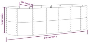 vidaXL Ζαρντινιέρα Καφέ 249x100x68εκ Ατσάλι με Ηλεκτρ. Βαφή Πούδρας