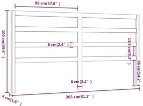 Κεφαλάρι Κρεβατιού 206 x 4 x 100 εκ. από Μασίφ Ξύλο Πεύκου - Καφέ
