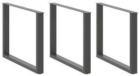 Πόδια Τραπεζαρίας σε Σχήμα U 3 τεμ. Ανθρακί 100x(72-73) εκ. Ατσάλι