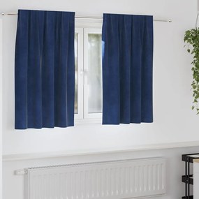 vidaXL Κουρτίνες με κουρτίνες 2 pcs Σκούρο Μπλε 140 x 140 cm Βελούδο