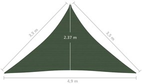 Πανί Σκίασης Σκούρο Πράσινο 3,5x3,5x4,9 μ. από HDPE 160 γρ./μ² - Πράσινο