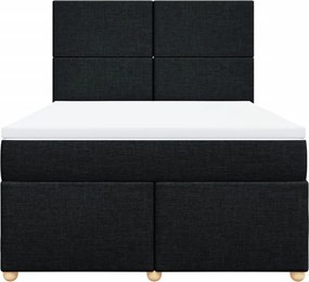 vidaXL Κρεβάτι Boxspring με Στρώμα Μαύρο 140x190 εκ. Υφασμάτινο