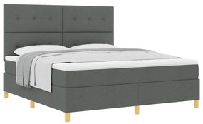 vidaXL Κρεβάτι Box Spring με στρώμα Σκούρο γκρι Σούπερ Κινγκ Ύφασμα