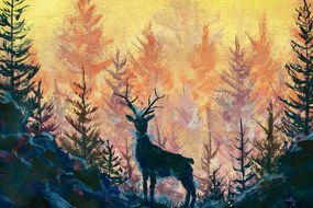Εικόνα καλλιτεχνική ζωγραφική του δάσους - 90x60