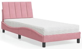 vidaXL Κρεβάτι με Στρώμα Hanko Ροζ 80 x 200 εκ. Βελούδινο