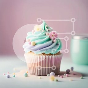 Intra Συλλεκτικό Ξύλινο Παζλ Plywood 4mm - Νόστιμο Cupcake με Blue Frosting και Πολύχρωμα Πασπαλίσματα Σε Ξύλινο Κουτί - Διαστάσεις: 10x10 cm – 25 κομμάτια