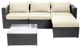 Σετ Σαλόνι Κήπου ArteLibre HAITI Σκούρο Γκρι Μέταλλο/Rattan 3θ. Καναπές+Τραπεζάκι+Υποπόδιο-14520010
