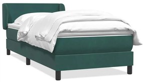 vidaXL Κρεβάτι Boxspring με Στρώμα Σκούρο Πράσινο 100x210εκ. Βελούδινο