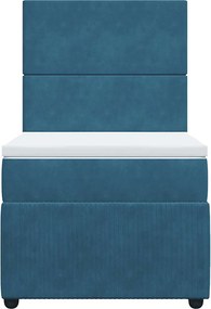 vidaXL Κρεβάτι Boxspring με Στρώμα Μπλε 80 x 200 εκ. Βελούδινο