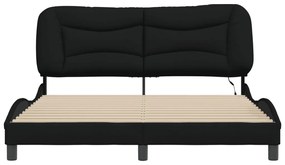 vidaXL Πλαίσιο Κρεβατιού με LED Μαύρο 160 x 200 εκ. Υφασμάτινο