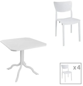 Τραπεζαρία Icon-Ignite pakoworld σετ 5τεμ PP σε λευκή απόχρωση