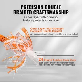 VEVOR Arborist Tree Climbing Rope Double Braid Polyester 1,9 cm (3/4") x 67,1 m (220') 24-Strand