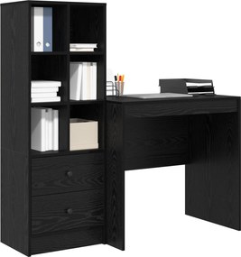 vidaXL Γραφείο με συρτάρι με ράφι με αποθήκευση 2 pcs Μαύρη Οξυά