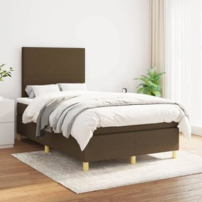 Κρεβάτι Boxspring με Στρώμα Σκούρο Καφέ 120x200 εκ. Υφασμάτινο