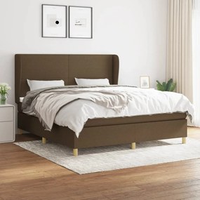 Κρεβάτι Boxspring με Στρώμα Σκούρο Καφέ 160x200 εκ Υφασμάτινο - Καφέ