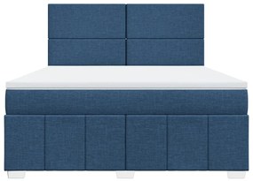 vidaXL Κρεβάτι Boxspring με Στρώμα Μπλε 180x200 εκ. Υφασμάτινο