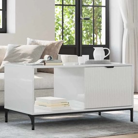 vidaXL Τραπεζάκι σαλονιού Γυαλιστερό λευκό 90 x 49 x 46 εκ.