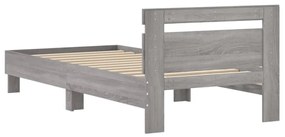 vidaXL Πλαίσιο Κρεβατιού με Κεφαλάρι Γκρι Sonoma 90x200 εκ. Επεξ. Ξύλο