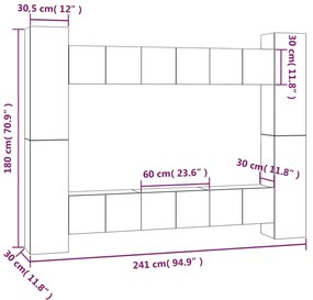 vidaXL Σετ Επίπλων Τηλεόρασης 10 Τεμαχίων Καπνιστή Δρυς Επεξ. Ξύλο