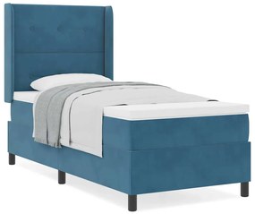 vidaXL Κρεβάτι με ελατήρια με κεφαλάρι Μπλε 90 x 200 cm Βελούδο