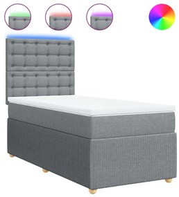 vidaXL Κρεβάτι Boxspring με Στρώμα Ανοιχτό Γκρι 100x200 εκ. Υφασμάτινο