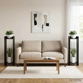 vidaXL Βάση φυτών 2 τεμ. Μαύρη Δρυς 30 x 30 x 100 εκ