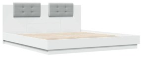 Πλαίσιο Κρεβατιού με Κεφαλάρι Λευκό 200x200 εκ. Επεξ. Ξύλο - Λευκό